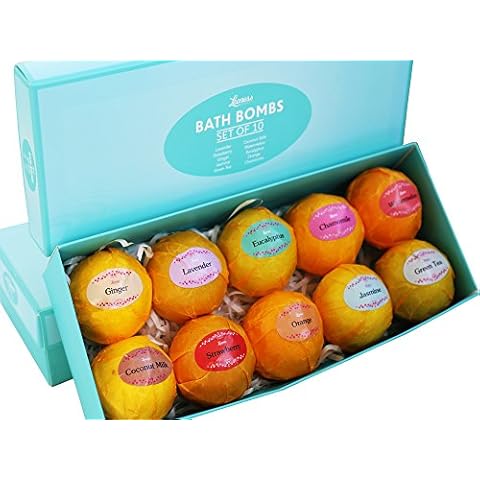 Bath Bombs Gift Set – 10 Unique Scents – Great Gift idea for Women, Mom, Girls, Teens, Graduation, Valentines Day, and Birthdays – Spa Aromatherapy - Relaxation in a Box Cover