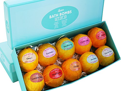 Bath Bombs Gift Set – 10 Unique Scents – Great gift idea for Women, Mom, Girls, Teens, Graduation, Valentines Day, and Birthdays – Spa Aromatherapy - Relaxation in a Box