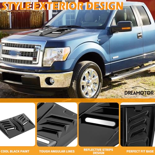 Image of DREAMOTOR Hood Scoops For Cars, Universal Hood Scoop Vents, Automotive Hood Scoops for Trucks Compatible with F150 F250 F350 Dodge Ram 1500 2500 Toyota Tundra GMC Sierra 1500 2500 Jeep Wrangler