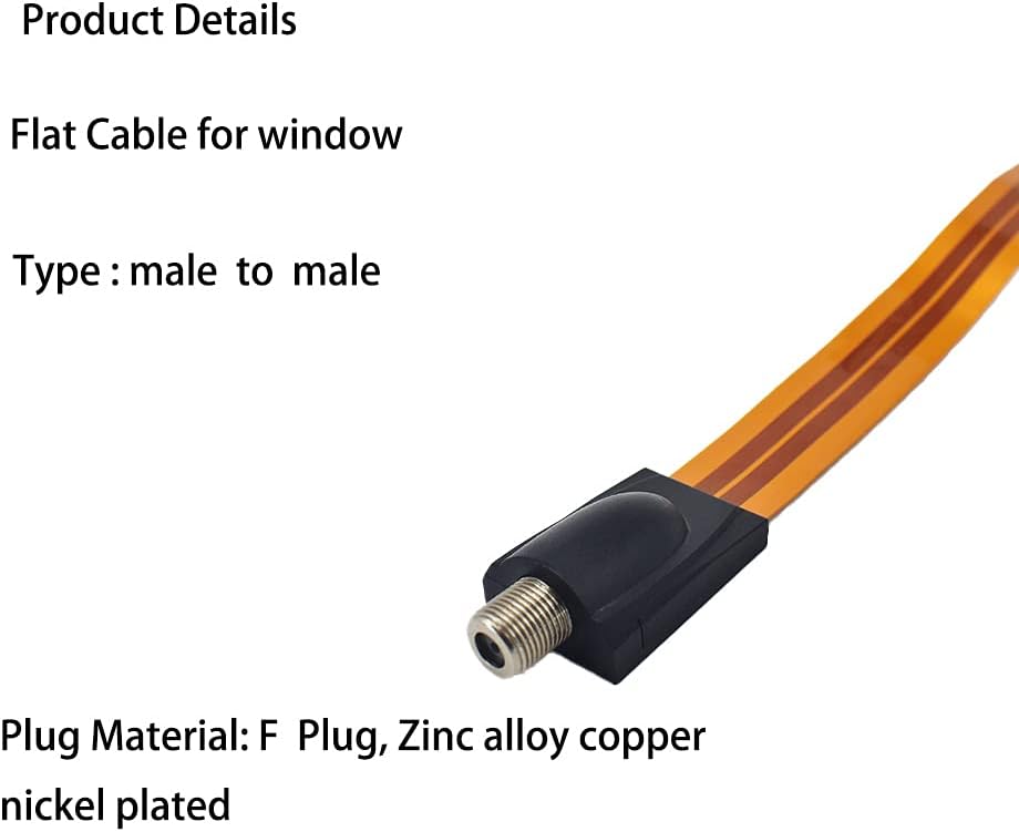 Flat Coaxial RG6 F Type Jumper Cable for Windows and Doors Coax Cable Compatible with TV Antenna 1 Pack