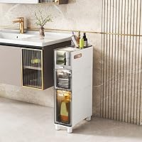 Amazon.co.jp: バスルームフロアキャビネット トールスリム 5段