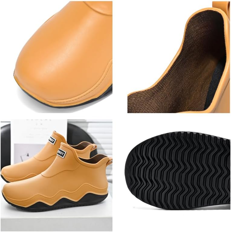 Men Waterproof Ankle Boots Men's Trendy Rain Boots, Non-slip Wear-resistant Waterproof Rain Shoes for Outdoor Work Fishing Travel Couple Rain Boots