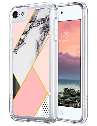 ULAK iPod Touch 6 Case, iPod 5 Case, iPod Touch 7 Clear Case Slim Anti-Scratch Flexible Soft TPU Bumper Hybrid Shockproof Protective Case for Apple iPod Touch 5/6th/7th Gen, Pin Marble