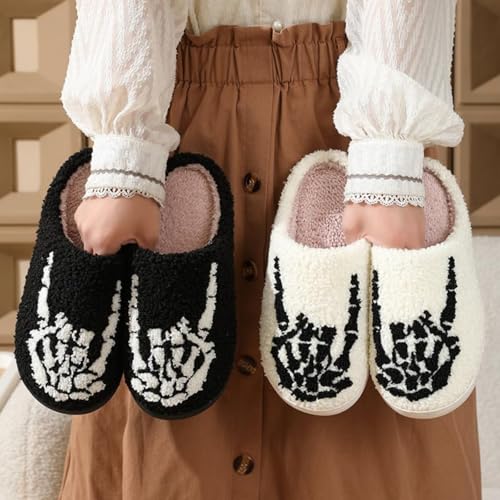 Halloween Slippers for Women Men Comfy Warm House Slippers Fluffy Plush Slip On Slipper Casual Embroidered Home Shoes Non-Slip Cozy Shoes Indoor Outdoor3