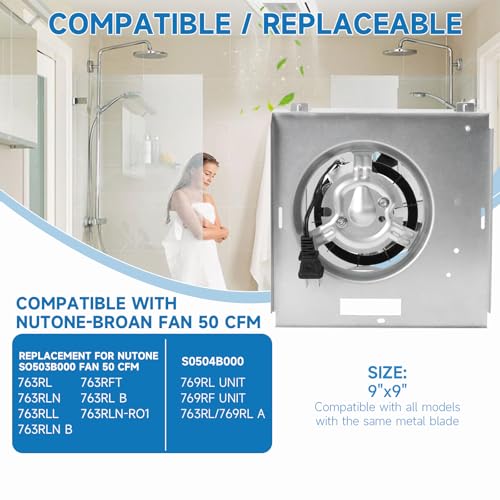 Nutone 763RLN B Unit 50CFM/70CFM Bathroom Fan, Fit 769RF/769RL, 2.0 Sone, 9"x9" by dalicode - Image 2