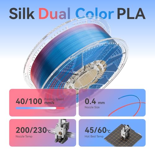 Image of Chitu Systems Conjure Silk PLA 3D Printer Filament, 2KG Spool (4.4lbs), 1.75mm Dual Color Filament, Dimensional Accuracy + /-0.02mm, Silk 3D Printing Filament Bundle, (Hot Pink Blue 2-Pack)