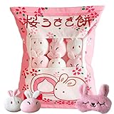 Cute Rabbit Bunny Soft Pink Throw Pillow and Bunny Eye Mask Kawaii Plush Animal Pillow Cushion with 8 Bunny Removable Fillers Fluffy Rabbit Figure Toys Decor Ideas Gift for Girls Teens Kids(Bunny)