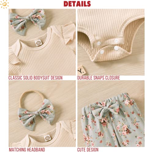 Aalizzwell Baby Girls Ribbed Bodysuit Pants Outfits Spring Summer Clothes2