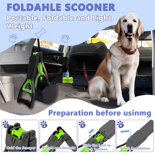 JOZMMZEOOA 4 Stück Pooper Scooper für Hunde 45CM Faltbare Kotschaufel Hundekotschaufel Großer Kapazität Hundekotgreifer mit Komfortgriff Tragbarer Hundekotschaufel,für Dem Hund Spazieren Gehen
