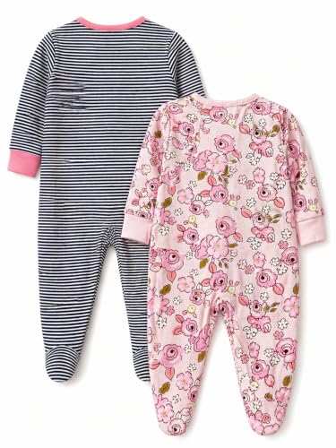 Image of TuddyBuddy Baby Girl's Cotton Printed Full Sleeves Sleepsuit /Footed Rompers for Baby Girl