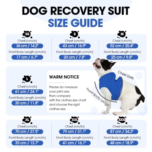 Image of BRKURLEG Chest Recovery Suit for Dogs, Chest Wound Cover, Blue XS