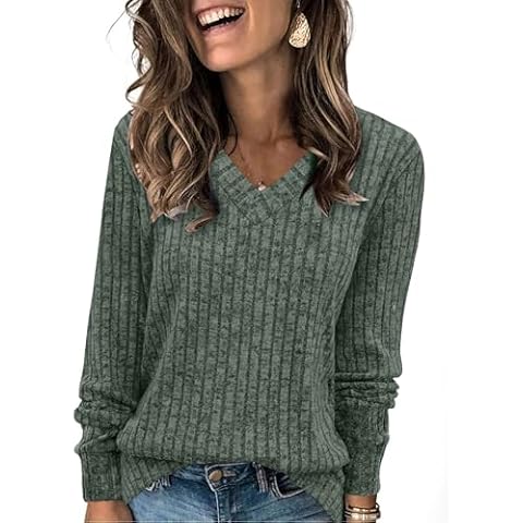 SAMPEEL Long Sleeve V-Neck Sweater Cover