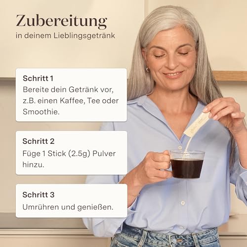 Glow25® Kollagen Intensiv [30 Sticks] – mit Tripeptiden, Vitamin C, Zink und Biotin – Premium Marine Collagen Hydrolysat – Peptide Typ 1 und 3 – Gute Löslichkeit