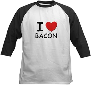 CafePress - I Love Bacon Kids Baseball Jersey - Kids Cotton Baseball Jersey, 3/4 Raglan Sleeve Shirt Black/White