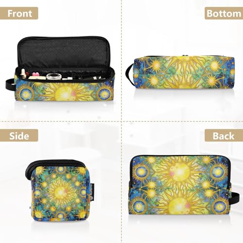 Bolsa de viaje para herramientas de cabello para mujeres con tapete resistente al calor, grande para planchas de pelo, estuche de viaje para planchas y rizadores, boho celestial luna sol estrellas estrellado portátil miniatura 5
