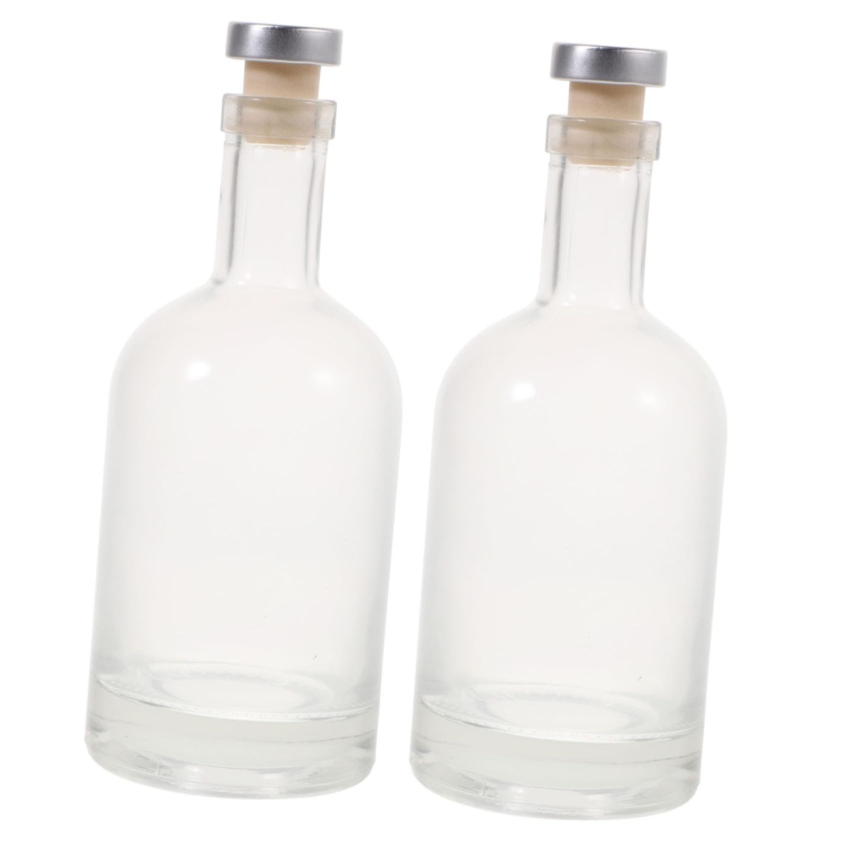 2 Stück-pack Wodkaflasche 375ml aus Glas Transparent und Griffig | Dickwandig, mit Schraubstruktur Am Boden, Leicht Auszugießen und Reinigen, für Club oder Zuhause Zufällige Farbe