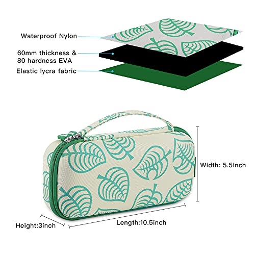 Upgraded Large Carrying Case For Nintendo Switch, Switch Travel Case With 19 Game Cards - Includes Accessories Pouch That Fits Extra Joy Cons, Charger Ac Adapter,Leaf Crossing Hardshell Storage Case #TOP5