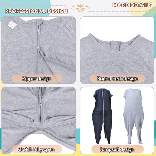 Image of Unisex Anti-Strip Adaptive Jumpsuit with Back-Zipper,One-piece Short-sleeved Trousers,Suitable for Seniors,Alzheimer's Patients,Dementia Patient,Incontinence Care