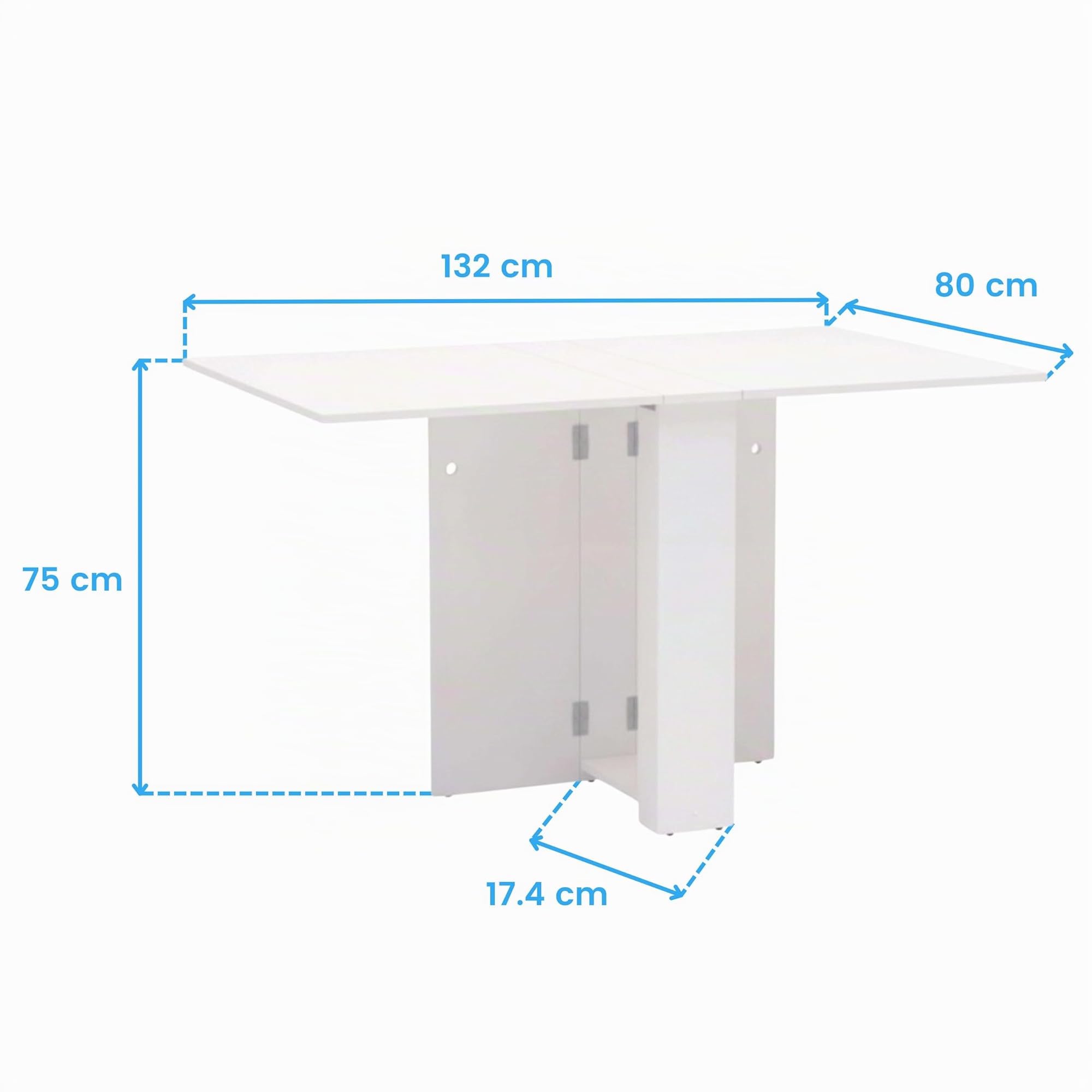 Suarez Swing Mesa Cocina Melamina abatible Plegable Color Blanco 18-135x75x80 cm