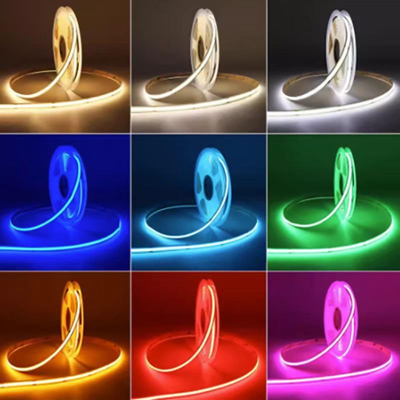 Image of Kumax DC5v RGB LED Strip Lighting,5mm Width 6.6ft /2m Night Light, 576LEDs /M Uniform Glow COB Bendable Tape Light, Cutting Designed Rope Light, Flexible Counter Light for Bedroom, Cabinet (RGB)