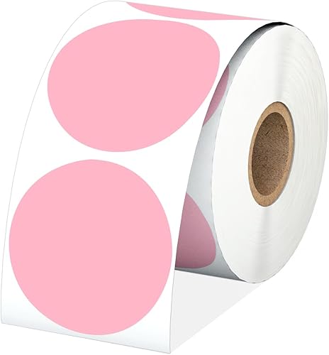 Etiquetas térmicas directas circulares rosas de 2 pulgadas, calcomanías térmicas directas redondas autoadhesivas, etiquetas adhesivas multiusos para