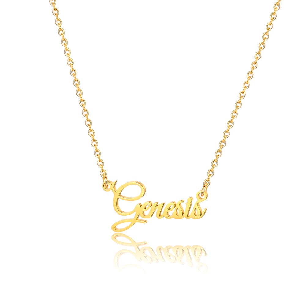 IEFSHINY Custom Name Necklace Personalized, 14K Gold Plated Name Necklace Personalized Charm Jewelry Gift for Women Customized Name Necklace Dainty Letter Necklace Mothers Day Gifts