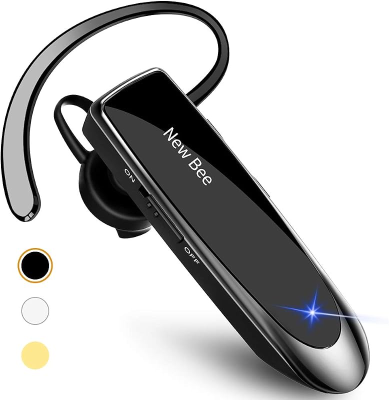New Bee Auricular Bluetooth V5.0 auriculares inalámbricos manos libres con micrófono 24 horas de conducción Auriculares 60 días de tiempo de espera para iPhone Android Samsung Laptop Trucker Driver (Negro)