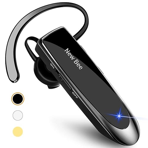 Auricular Bluetooth New bee V5.0 Auricular Inalámbrico Manos Libres con Micrófono 24 Hrs Auricular de Conducción 60 Días Tiempo de Espera para iPhone Android Samsung Laptop Camionero (Negro)
