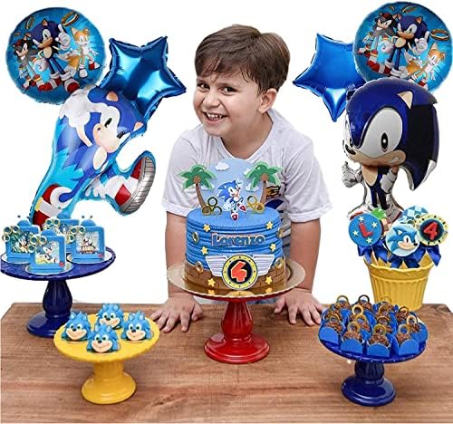 Sonic Balloons Sonic Party Decorations Supplies 6 pcs Sonic Foil Balloons for Kids Birthday