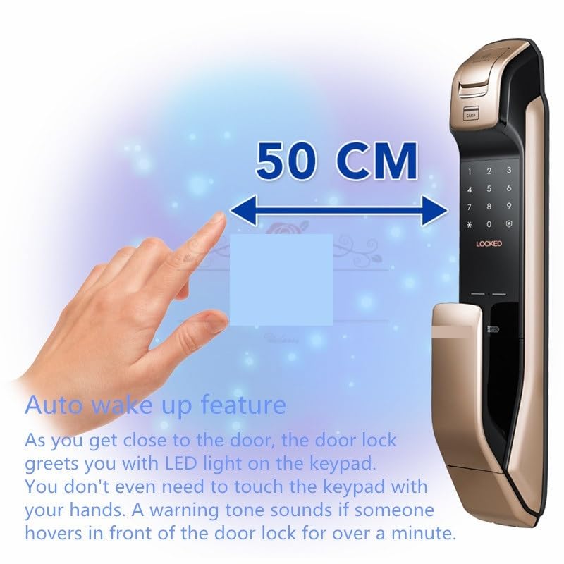 DKSNAJ Compatibile per Samsung SHP-DP728 Smart Home Door Lock Versione Inglese Serrature per Impronte digitali Cerradura Inteligente Fechadura Digital (Colore : Gold Pull) Wisdom