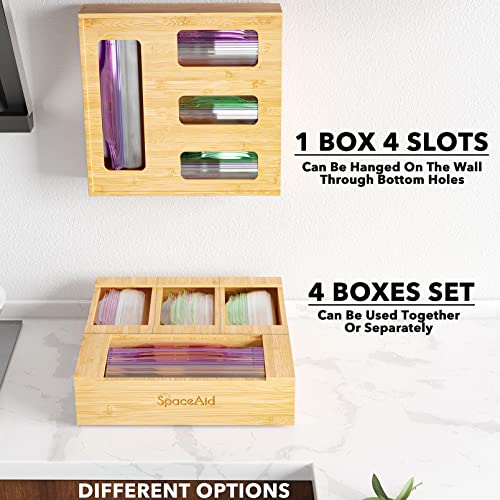 SpaceAid Bag Storage Organizer for Kitchen Drawer, Bamboo Organizer, Compatible with Gallon, Quart, Sandwich and Snack Variety Size Bag (1 Box 4 Slots) - Image 7