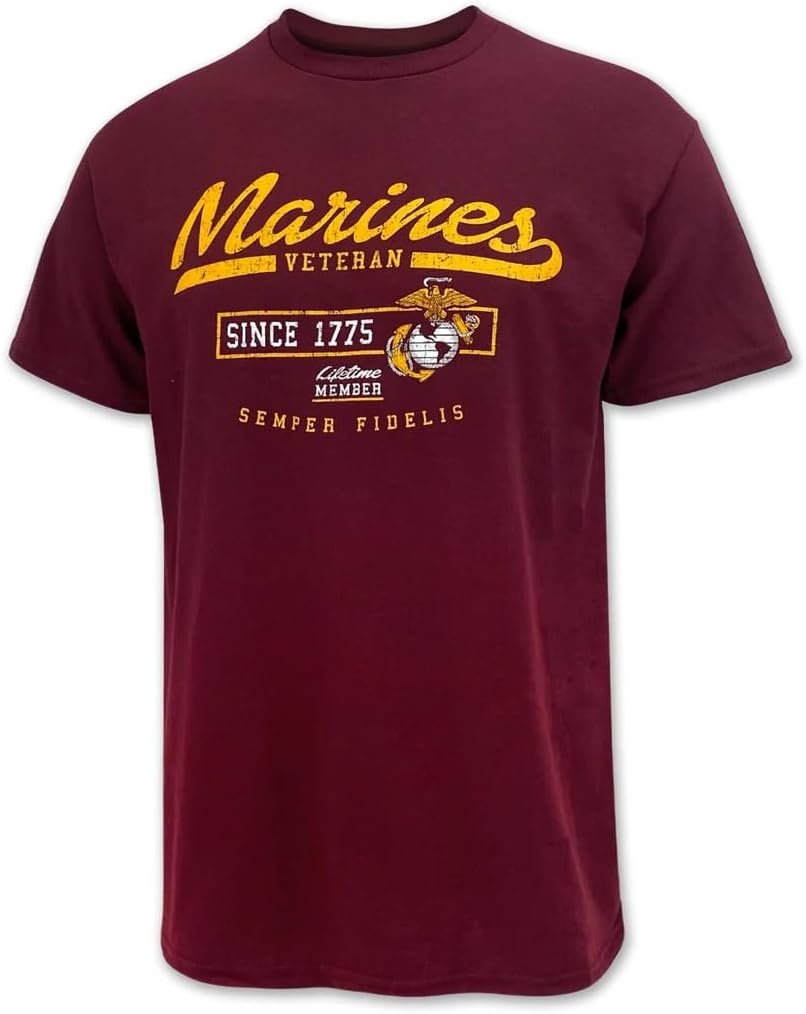 Armed Forces Gear Marines Veteran Lifetime Member T-Shirt (Maroon)