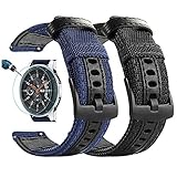 Maxjoy for Galaxy Watch 46mm Bands, Galaxy Watch 3 45mm Band, Gear S3 Frontier Bands, Men Nylon 22mm Quick Release Replacement Strap Compatible with Samsung Galaxy Watch 46mm/ 3 45mm/ Gear S3, 2 Pack
