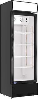 Merchandiser Refrigerator with Glass Doors 23”, Beverage Display Cooler, Commercial Upright Refrigerator Display with LED Lighting, Adjustable Shelves for Beverages, Beer, and Drinks, Black