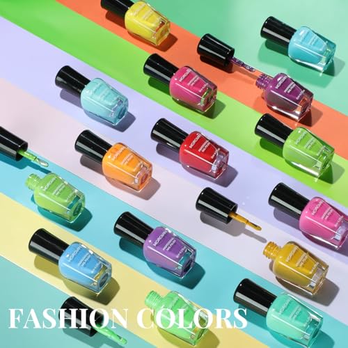 Morovan 15 Bright Color 0.27oz Air Quick Dry Nail Polish Gift Set for Women - Image 6