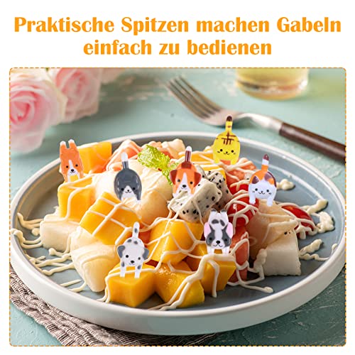 Hi.fancy 7Pcs Animal Dog Cat Food Mini Forks Lunch Box, Animal Bento Deco Kids Toothpicks, Reusable Kids Toothpicks Bento Box Accessories #TOP5