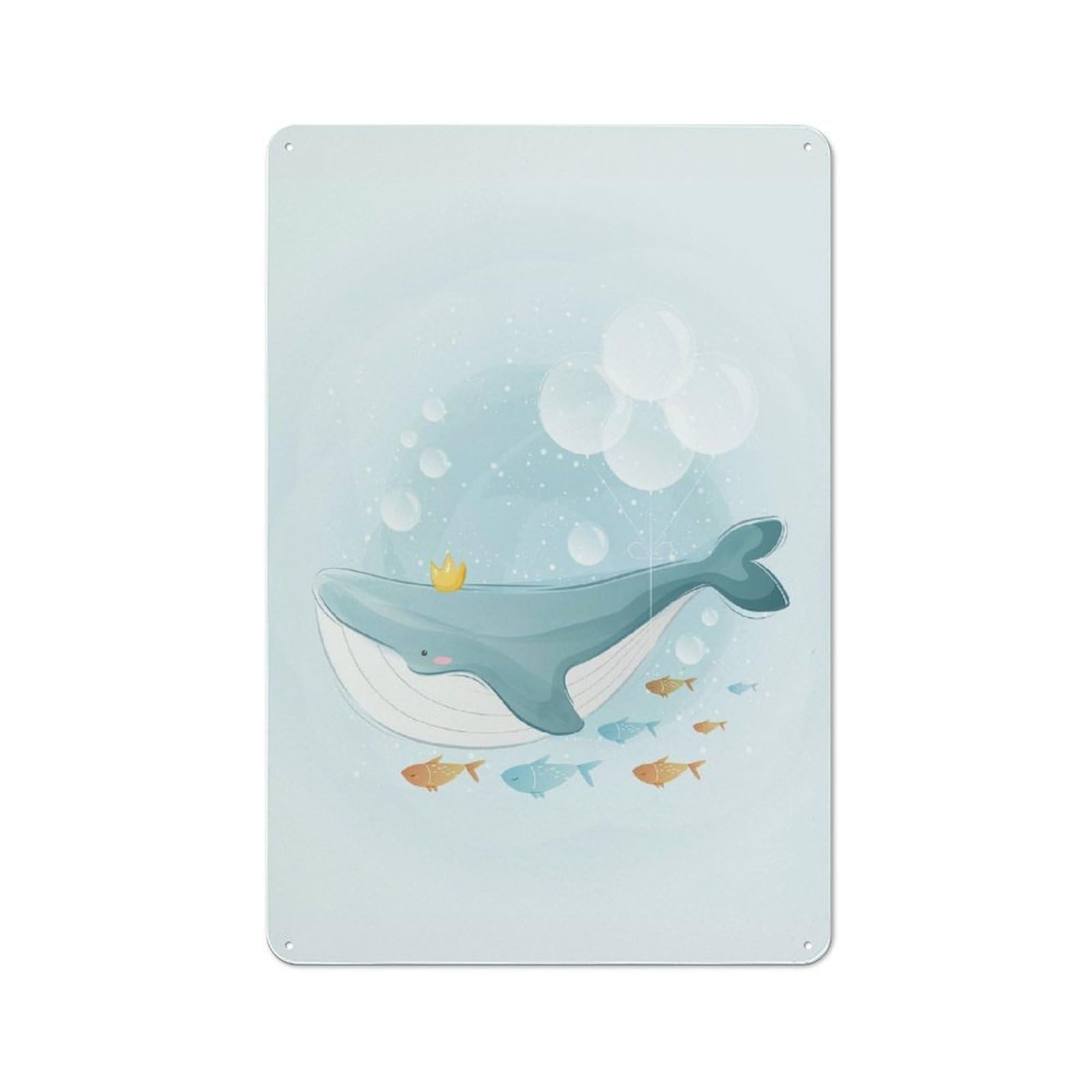 Junmoney Cute Whale Swimming Metal Wall Sign 30X20cm Featuring For Bar Or Restaurant, For Bar Decor Enthusiasts
