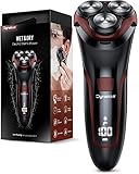test akku rasierer Glatt & Schnell rasierende Köpfe -Mit beweglichen 4-Richtungs-Köpfen und deutschen Klingen passt sich der 3D-Rotationsrasierer angenehme den Konturen von Gesicht, Hals und sogar Backen an, schneidet Bart bis zu 0,05 mm für perfekte Nähe.