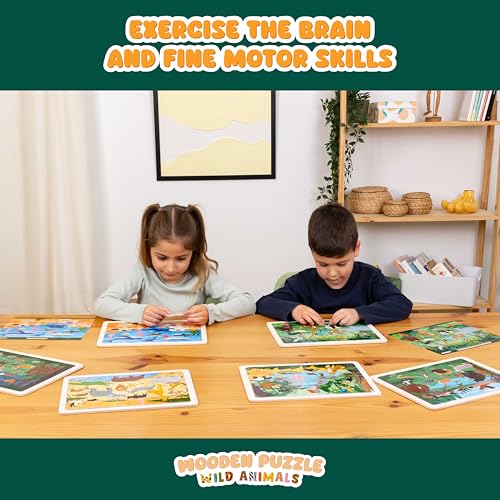 BONNYCO Wooden Puzzle for Kids 6 Sets 24 Pcs of Animals from Different Ecosystems. Children’s Jigsaw with Board, Educational Toys, Gifts for Kids Ages 3 to 8, Christmas, Birthday - Image 9