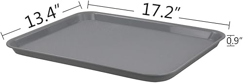 Miniatura 2 de Begale Bandeja de plástico para servir comida rápida, bandeja grande de cocina, juego de 4, gris