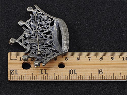 Image of Alilang Antique Brass Tone Shiny Pink Crystal Rhinestones Princess Queen Crown Brooch Pin