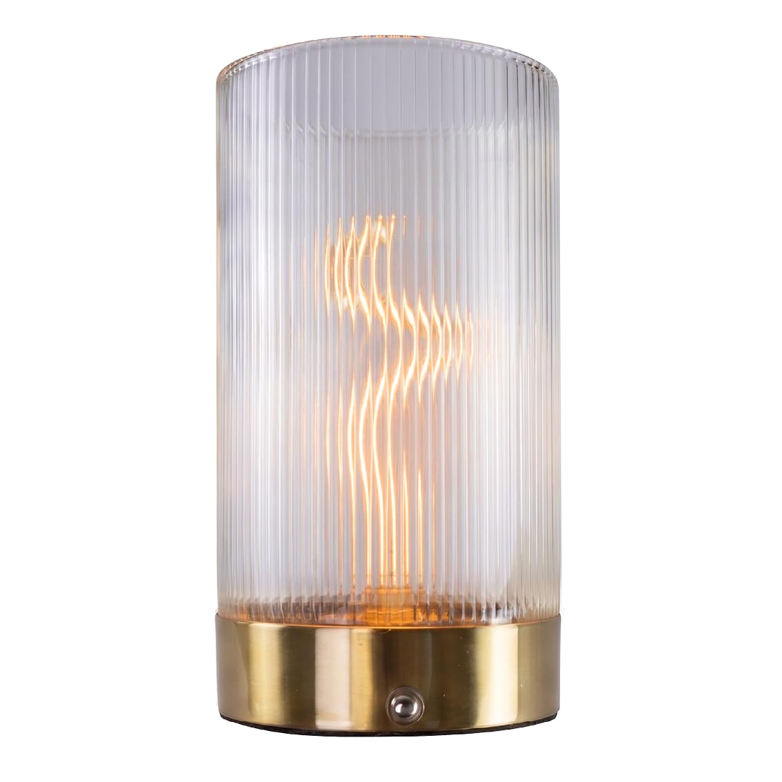 LUXULA LED Tischlampe dimmbar, Tischleuchte, Nachttischlampe, 2 Stück | Vintage Deko Lampe mit Akku, 2700K warmweiß, USB, Milchglas Design, Filament Optik, Ø110x175mm, 30lm, dimmbare Tischleuchte
