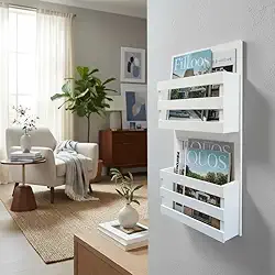 Revisteiro de Parede Porta Revistas Livros Branco Laca