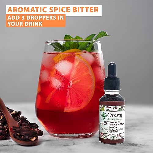 Image of Omrai Foods Aromatic Spiced Bitter 30ml for Cocktails & Mocktails | Alcohol Free | Hand Crafted Spice Bitter | Old Fashioned | Martini| Negroni | Gin & Tonic | Taste Enhancer for Cocktail & Mocktail