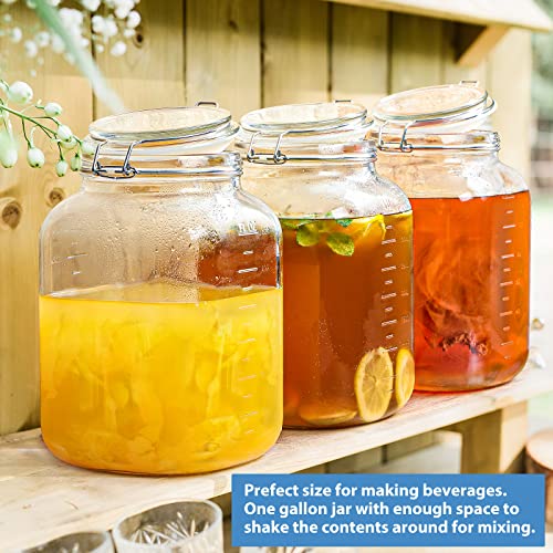 2 Pack 1 Gallon Square Super Wide-Mouth Glass Jars With Airtight Lids - Glass Storage Jars With 2 Measurement Mark - Canning Jars With Large Capacity, Sturdy For Canning, Overnight Oats, 4200 Ml #TOP5