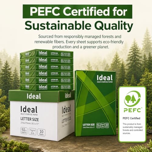 Ideal Multipurpose Copy Paper, Letter Size 8.5 x 11 in, 20 lb / 75 GSM, 97 Brightness, 6 Reams / 3,000 Sheets, Jam-Free for Laser, Inkjet, Copier & Fax, PEFC Certified (6 Reams - 3 image 5