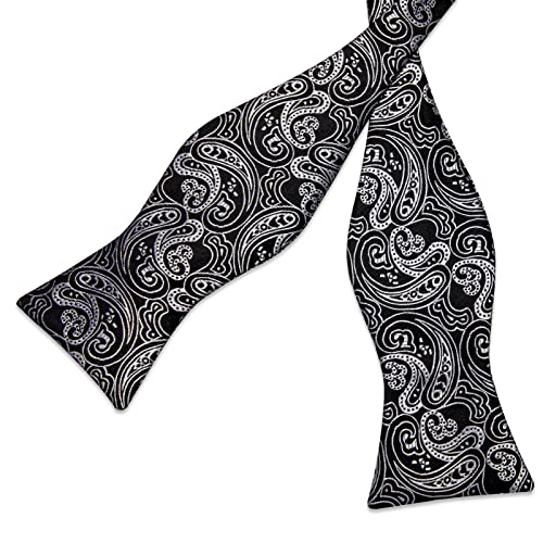 Image of DiBanGu Mens Silk Self Bow Tie Set 4PCS for Tuxedo Wedding