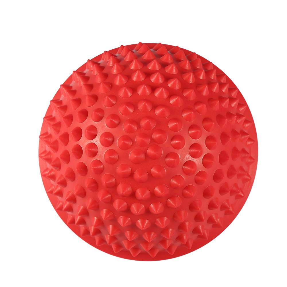 ANGGREK Half Round PVC Massage Ball Balance & Dome Yoga Balls Fitness Exercise Gym Massager Body Rolling Pods Spiky Foot Wakers 5 Colors (red)