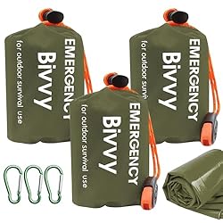 WIYETY Saco de dormir de emergencia de 3 piezas: s...: Material: fabricado en polietileno resistente y revestimiento de plata, este saco de dormir de emergencia garantiza una alta resistencia al desgarro y durabilidad. Ya sea en superficies pedregosas o en arbustos densos, ofrece una protección fiable. P...
