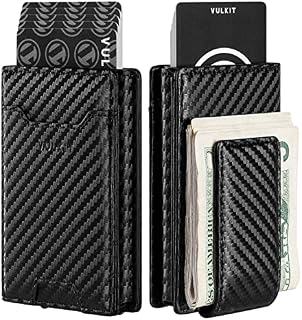 VULKIT Credit Card Holder with Money Clip, Leather Pop Up Card Wallet RFID Blocking with Magnetic Closure